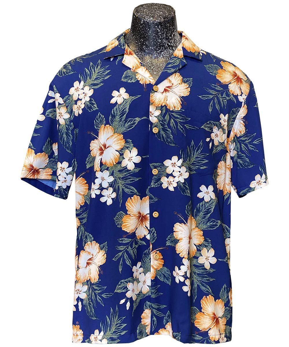 Hibiscus Hideaway Navy Hawaiian Shirt - Pinotee Store