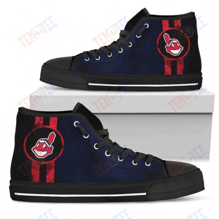 Mens Womens Cleveland Indians High Top Shoes V3 Triple Stripe Bar Dynamictop Quality TMT546