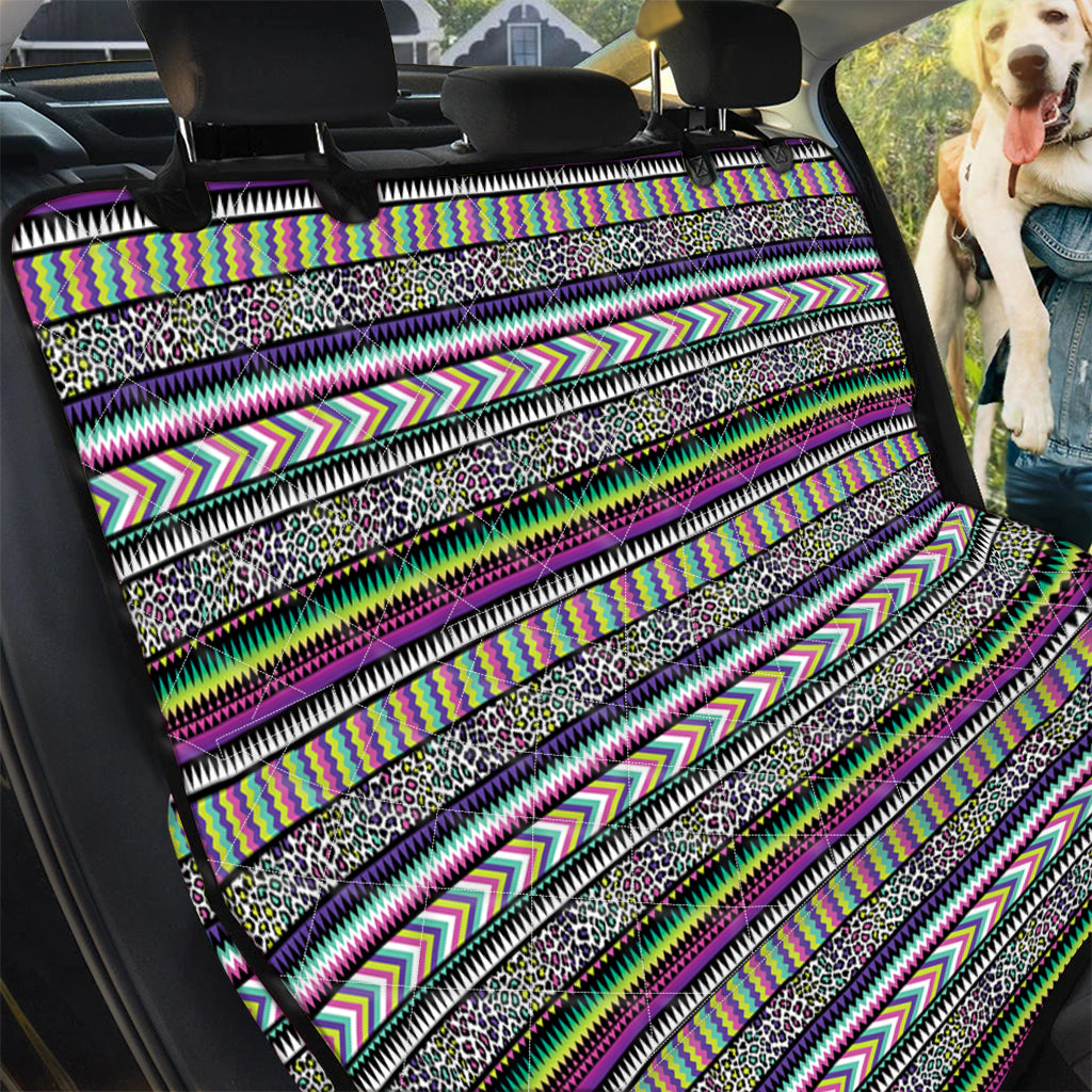 Colorful Leopard Navajo Tribal Print Pet Car Back Seat Cover