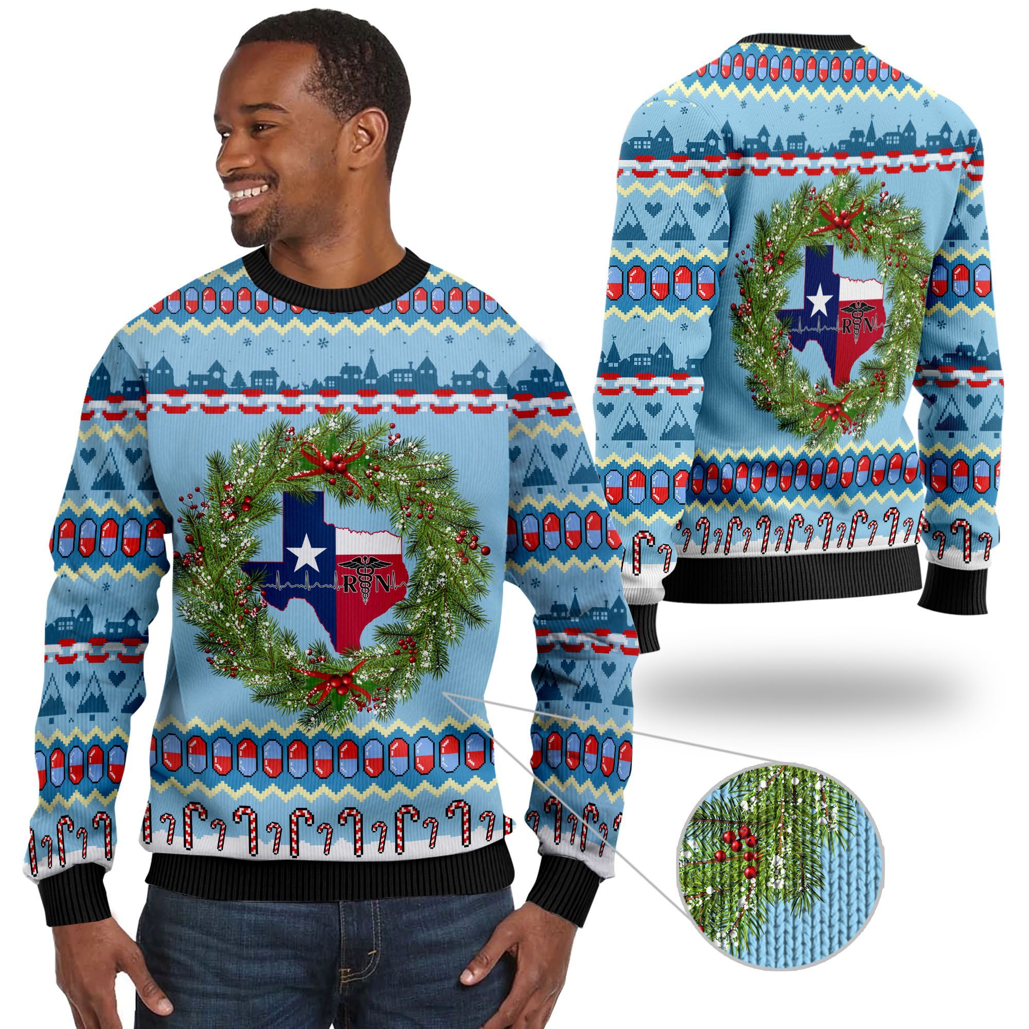 Texas Nurse Ugly Christmas Sweater For Nurses And Nurse Lovers On Christmas Days