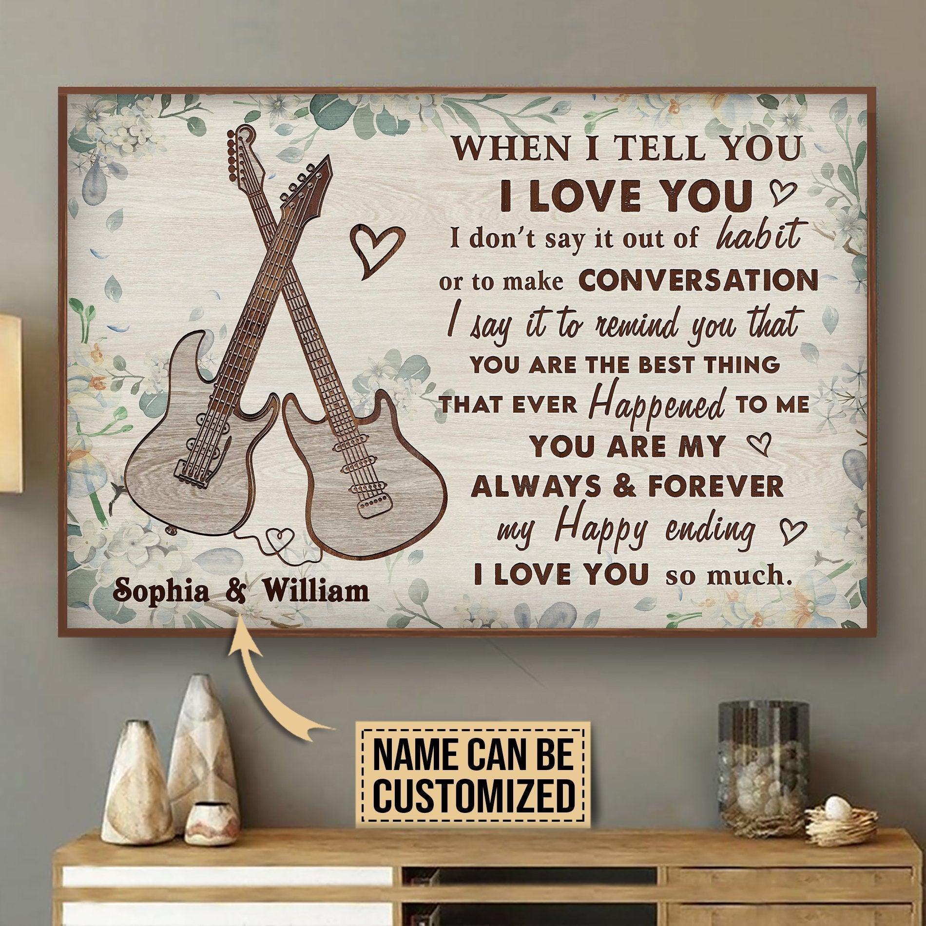 Aeticon Gifts Personalized Guitar Floral When I Tell You Canvas Mom Dad Gift Home Decor