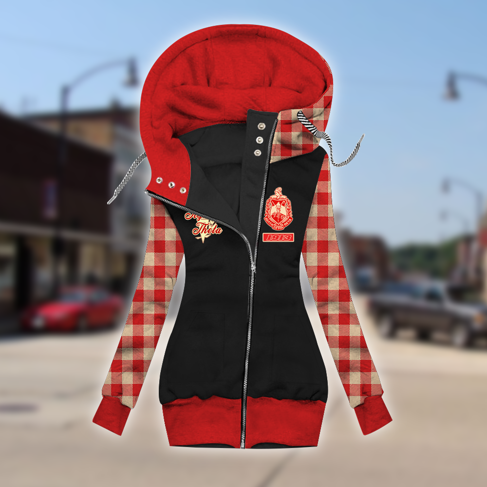 Delta Sigma Theta Fleece Sleeve Zipper Hoodie Outerwear 6