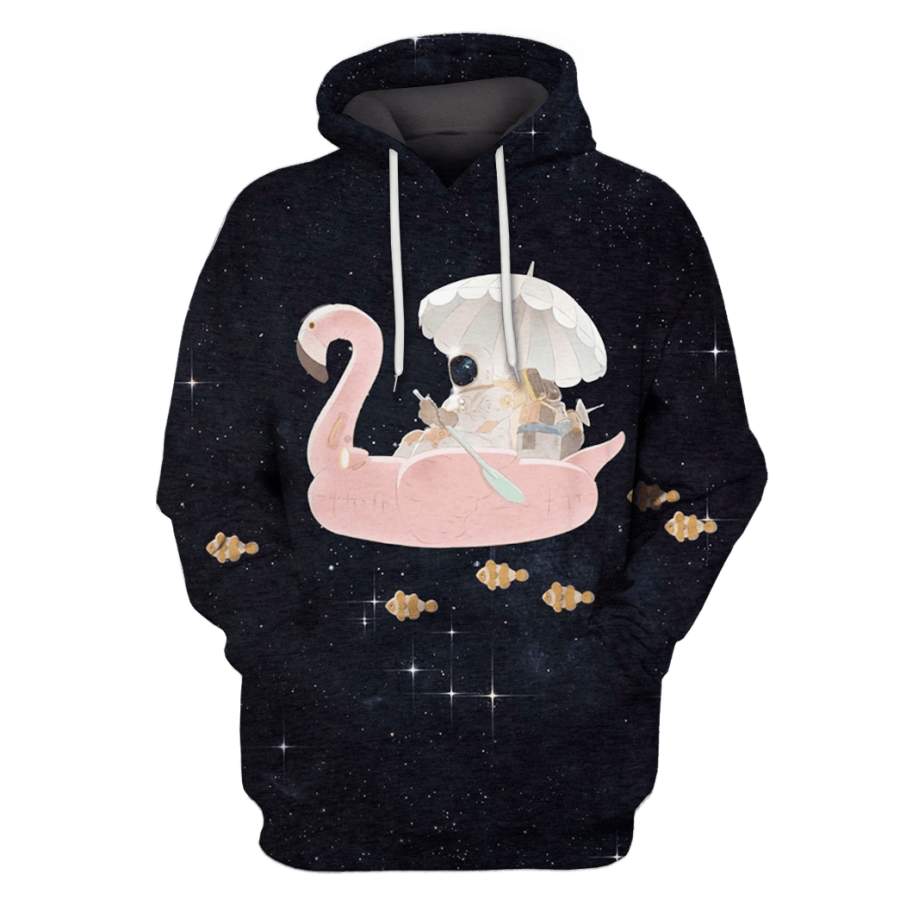 Astronaut with flamingo boat Custom T-shirt – Hoodies Apparel