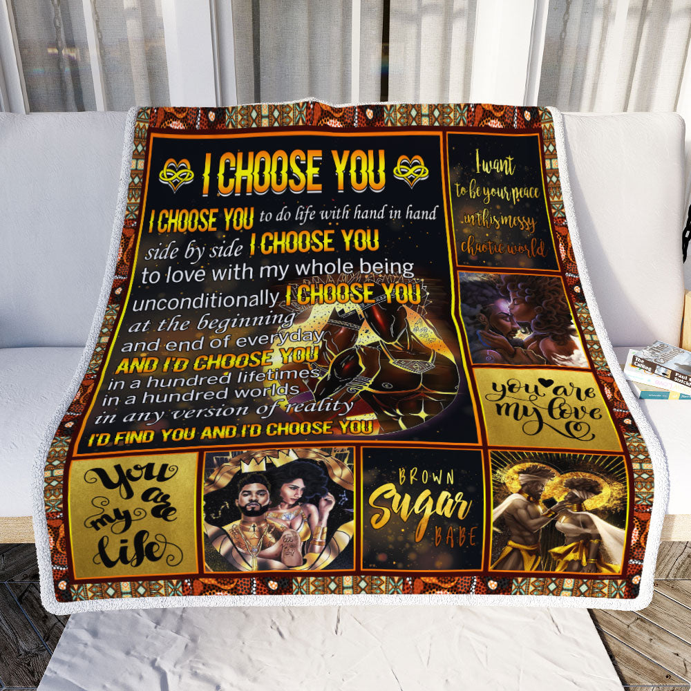 I Choose You. Couple Black King And Queen Sofa Throw Blanket