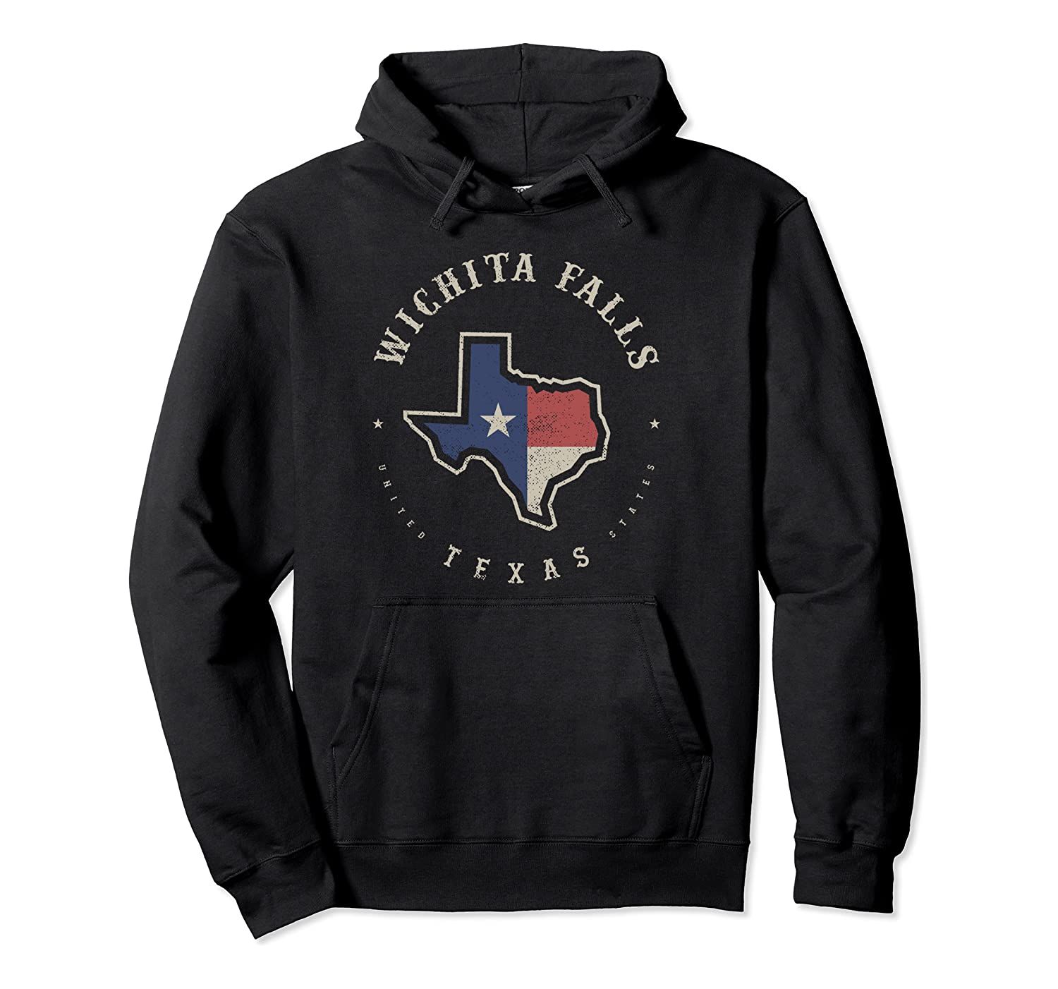 Vintage Wichita Falls Texas State Flag Map Souvenir Gift Pullover Hoodie, T-Shirt, Sweatshirt, Tank Top, Racerback, Dolman