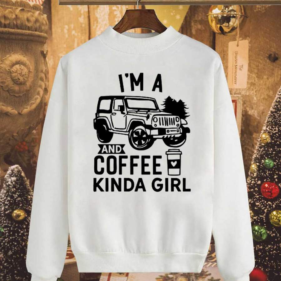 Jeep Car Coffee Kinda Girl Driving Car & Coffee Black Sweatshirt For Men And Women Lt11