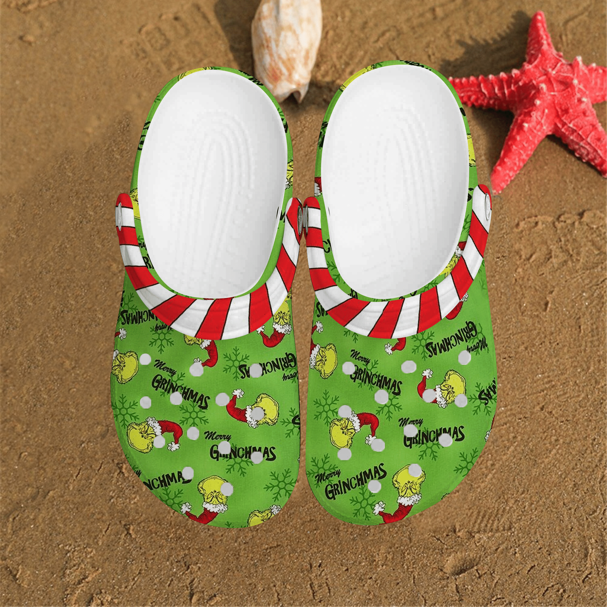 The Grinch Hat Christmas Xmas Candy Comfortable For Man And Women Classic Water 3D Crocband Clog