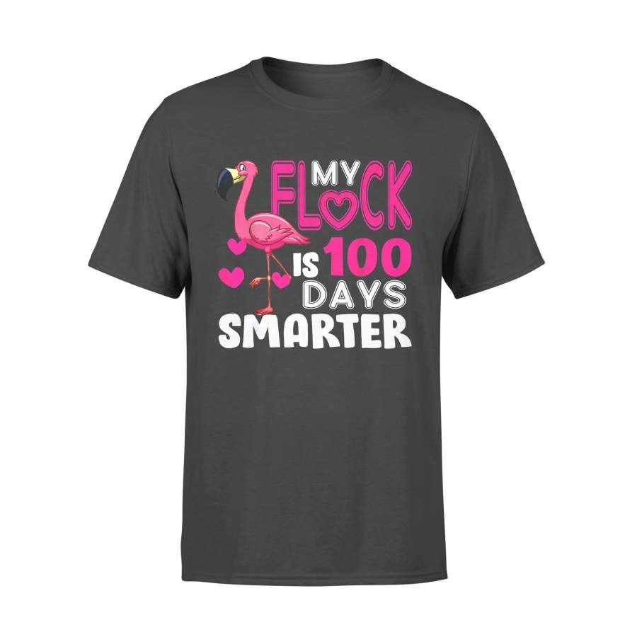 Animal gift idea My Flock Is 100 Days Smarter Flamingo – Standard T-shirt