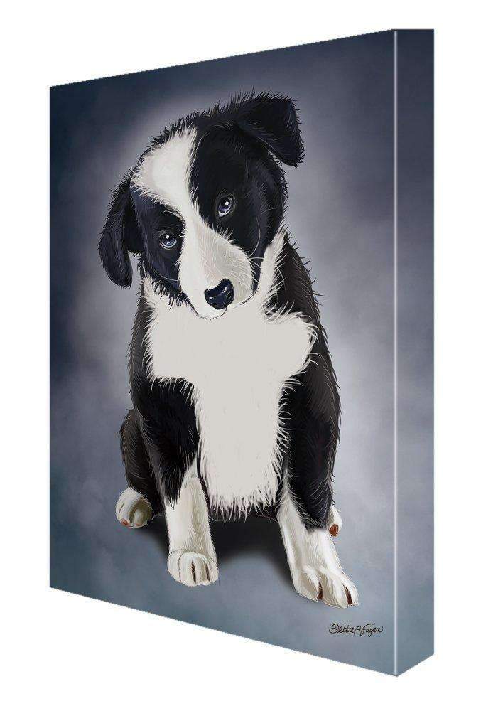 Border Collie Puppy Dog Painting Printed On Canvas Wall Art Signed