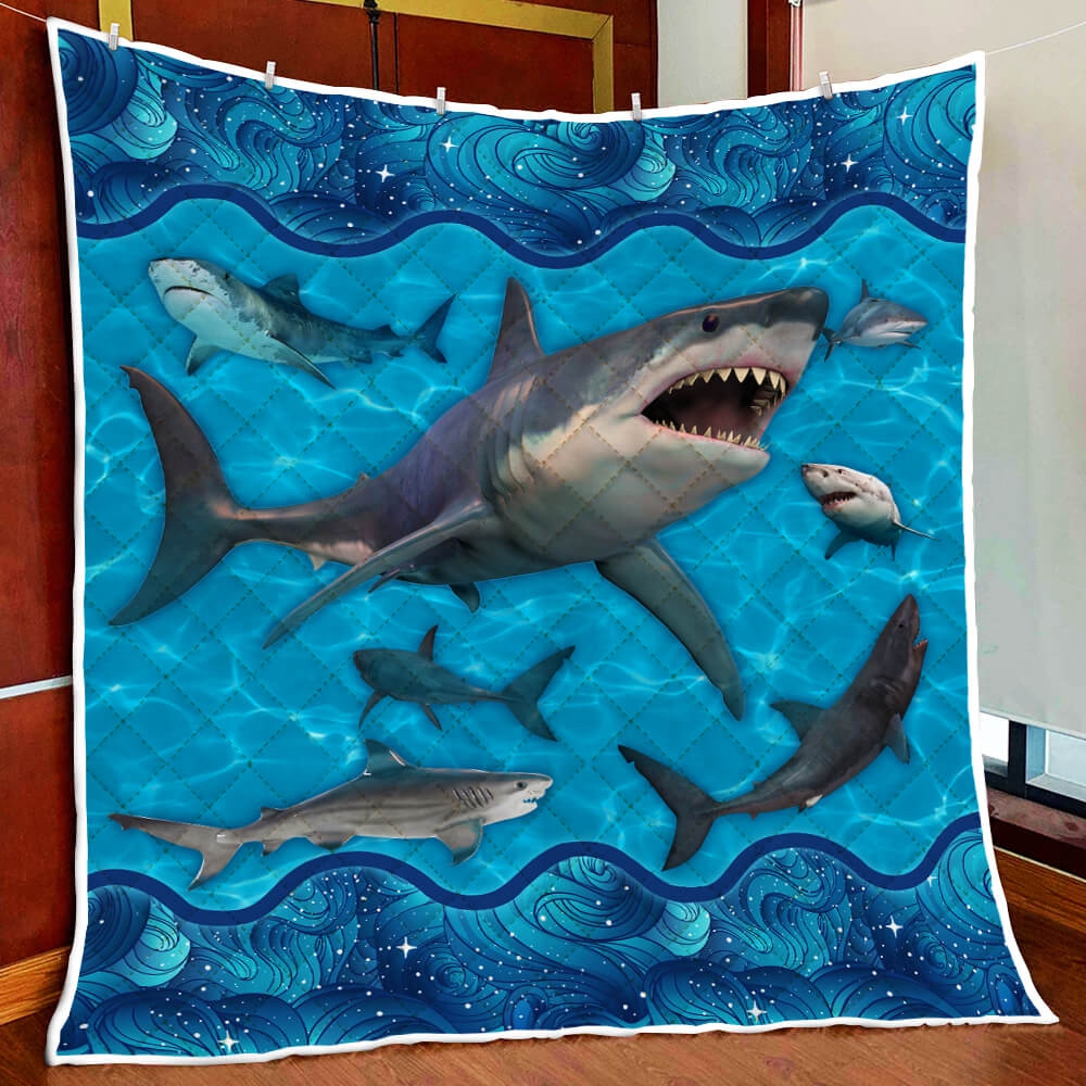 Sharks Swimming Quilt Blanket Great Gifts For Birthday Christmas Thanksgiving Anniversary