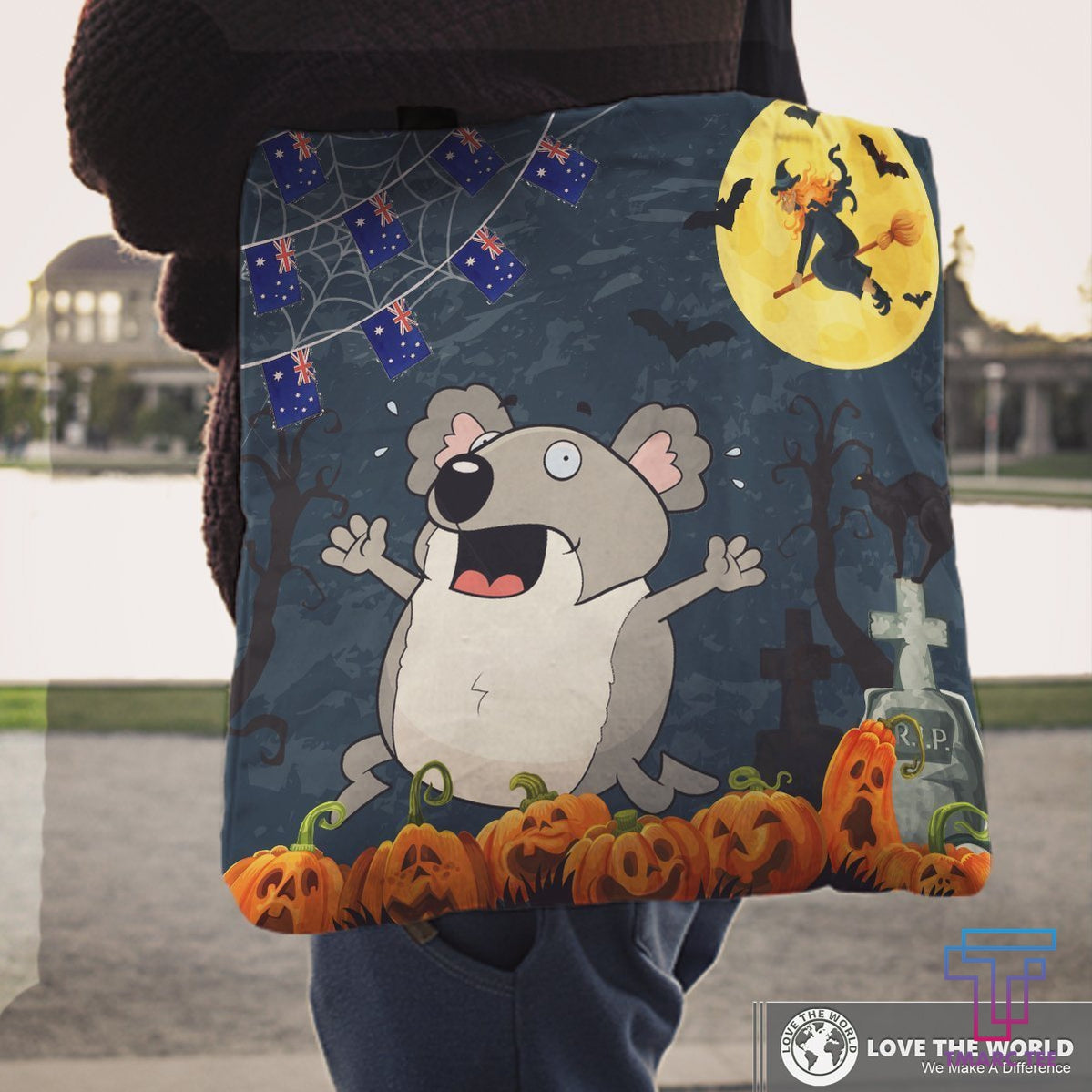 Tmarc Tee Halloween Tote Bags – Australia Scared Koala In Graveyard Nn9