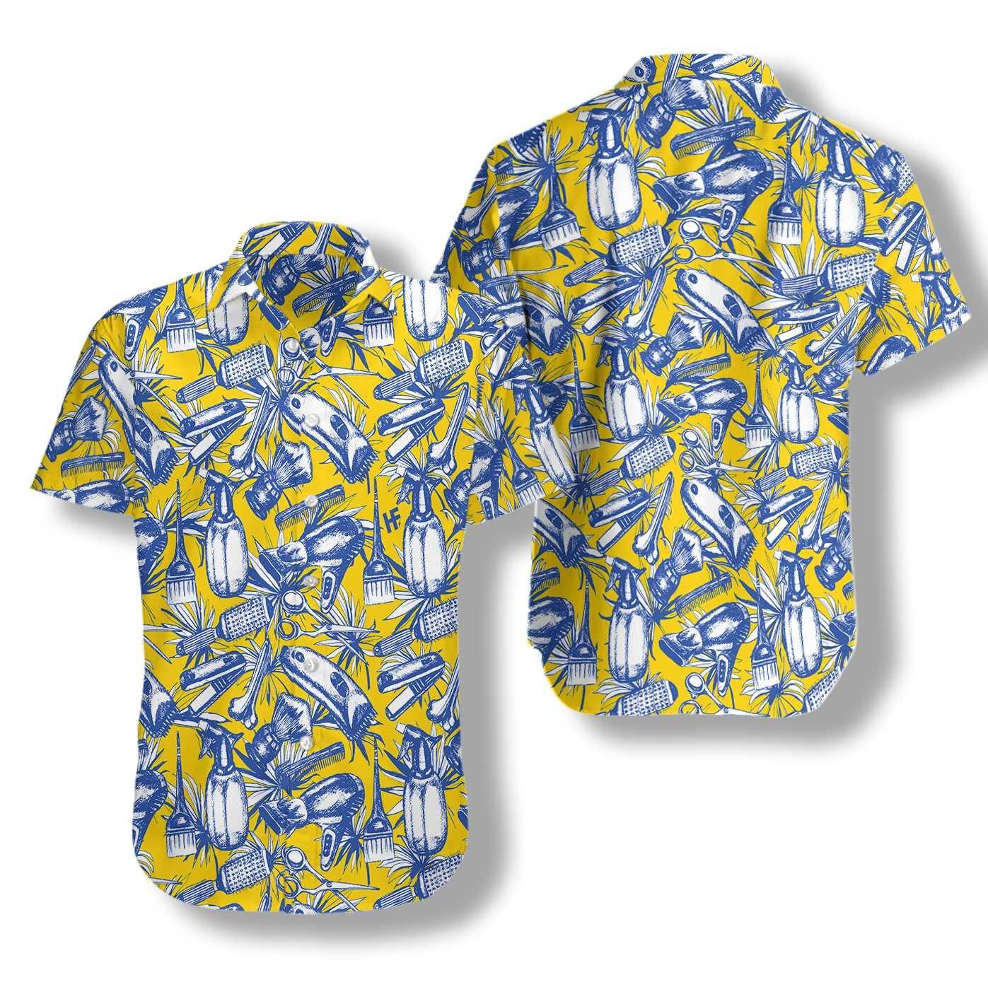 Floral Barber Equipment Hawaii Shirt Ha62761