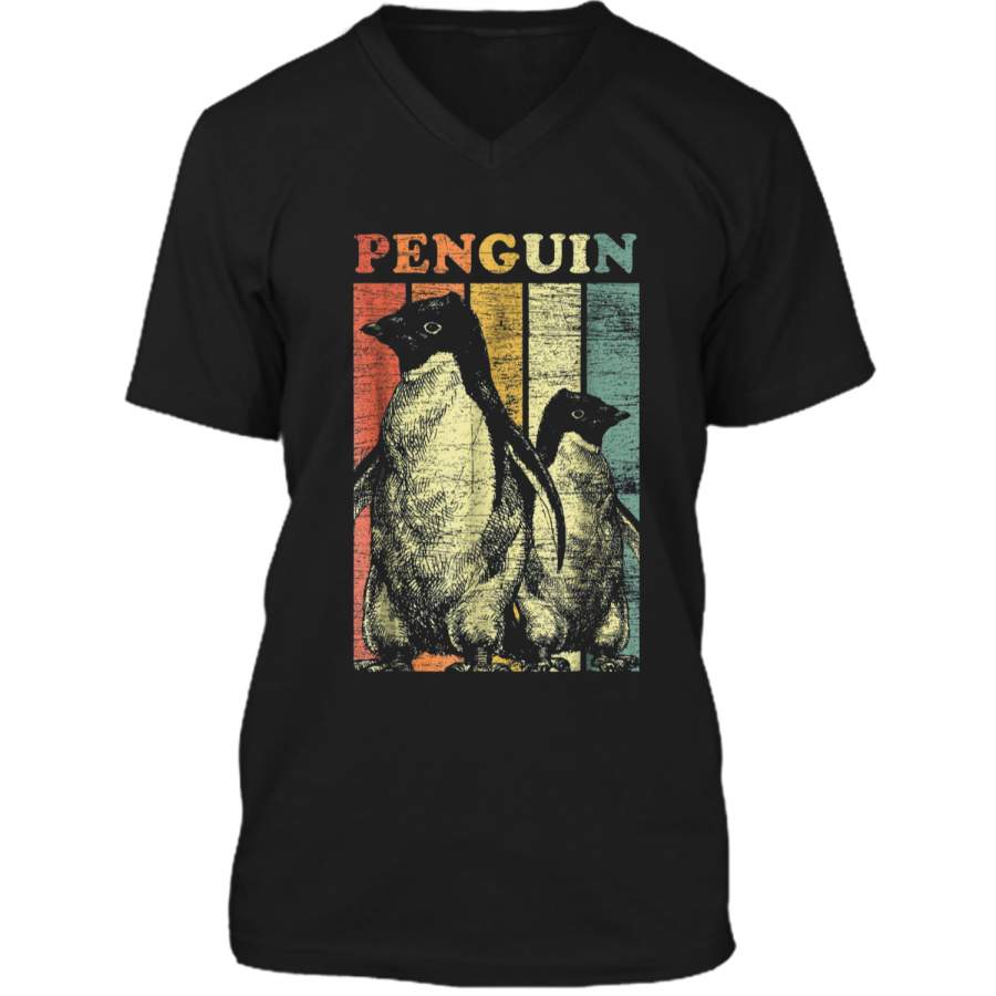 Penguin  Retro Vintage Zoo Sea Bird Ocean Australia Mens Printed V-Neck T