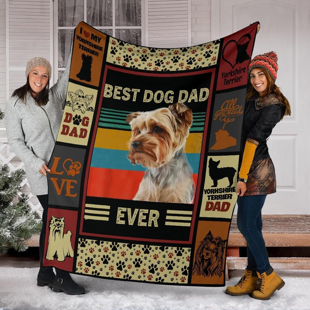 Yorkshire Terrier Blanket Best Dog Dad Ever, Christmas Gift, Dog Lover Blanket