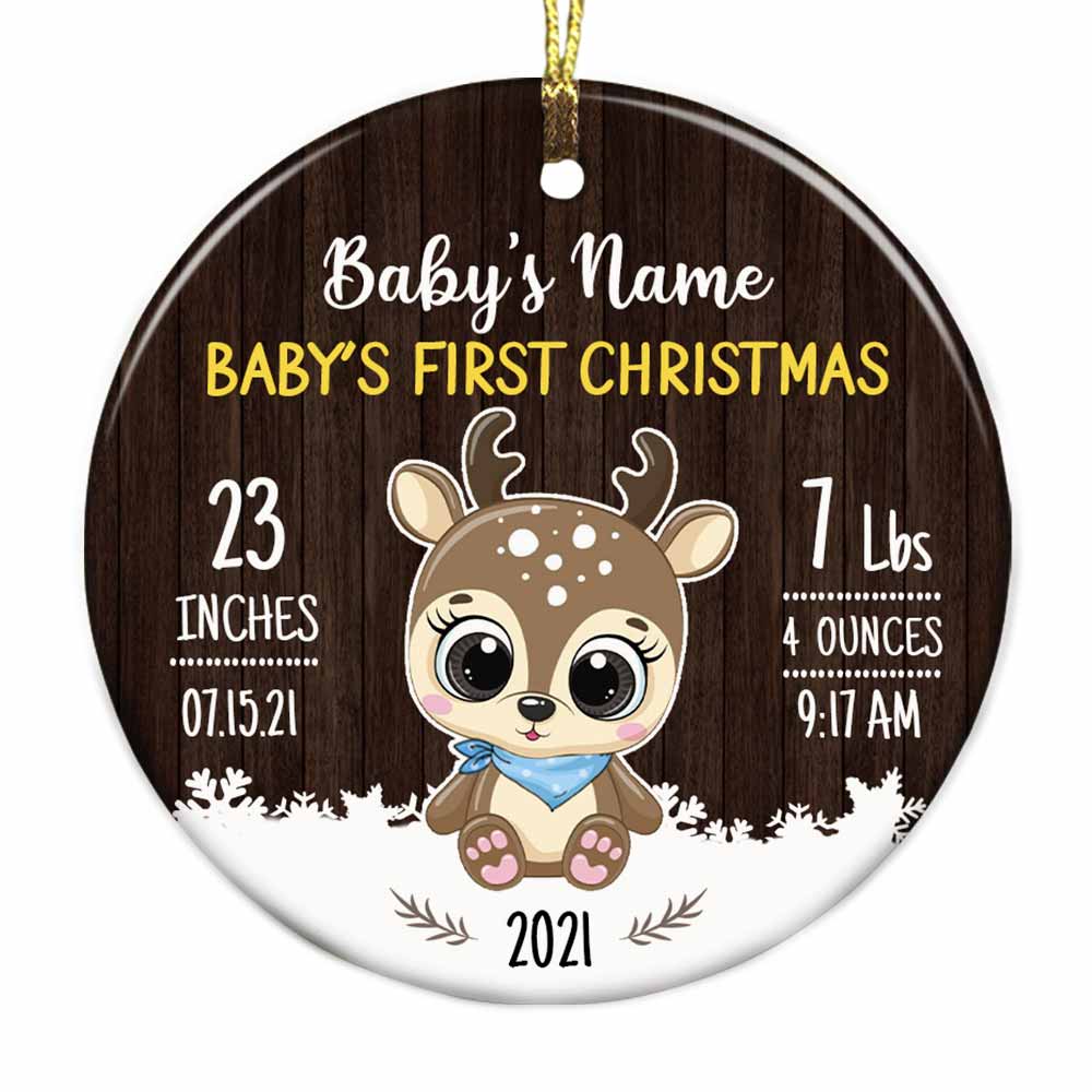 Personalized Elephant Bear Baby First Christmas Heart Ornament