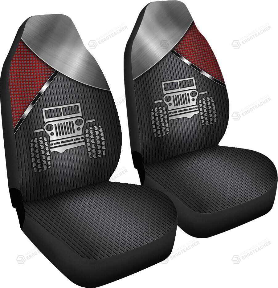 Jeep Red Silver Car Seat Covers