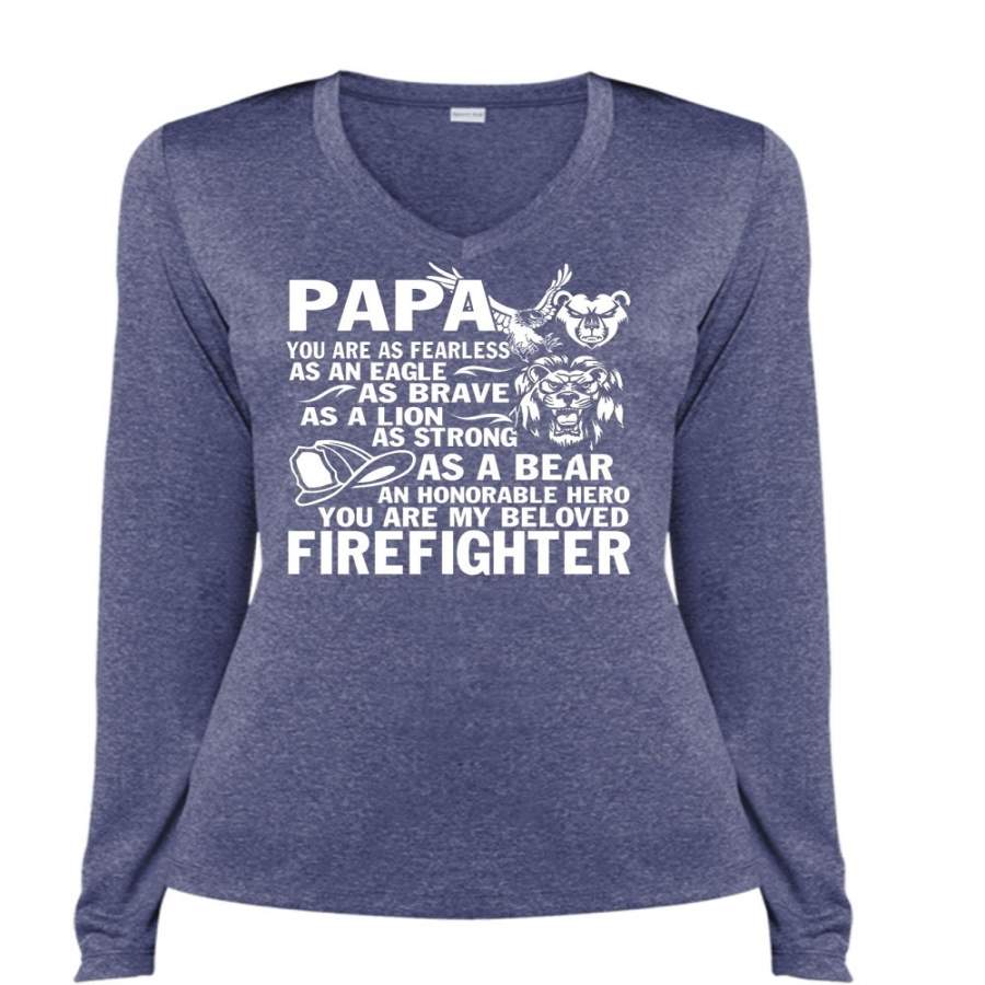 You Are My Beloved Firefighter T Shirt, Being A Papa T Shirt, Cool Shirt (Ladies LS Heather V-Neck)