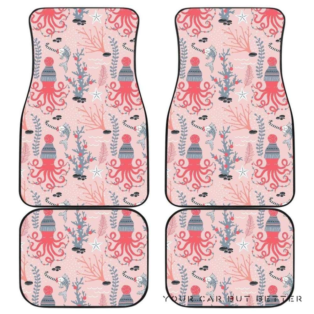 Octopus Winter Hat Garland Fish Candy Seaweed Coral Starfish Front And Back Car Mats 045109 Personalized Car Seat Floor Mat Custom Print