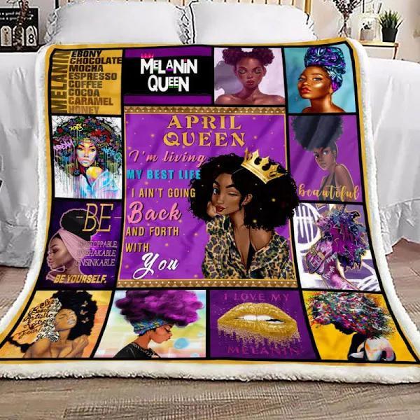 April Queen I Am Living My Best Life Fleece Blanket Home Decor Bedding Couch Sofa Soft And Comfy Cozy Gift For Friend Family Birthday Gift