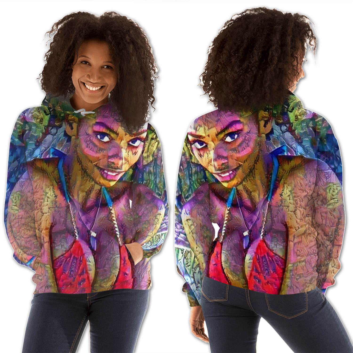 African American Hoodies Beautiful Afro American Woman All Over Print Womens Hooded Sweatshirt African Clothing For Women BPS99261