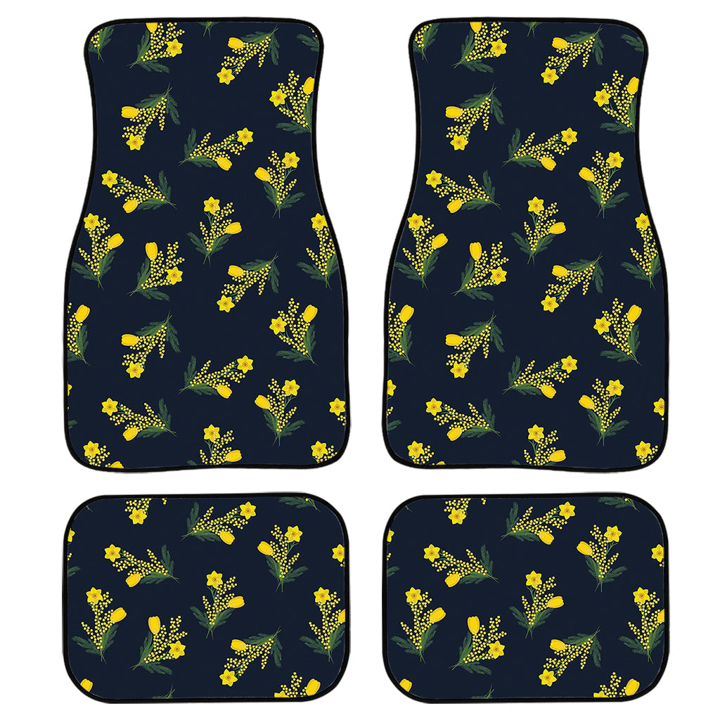 Spring Daffodil Flower Pattern Print Front And Back Car Floor Mats, Front Car Mat