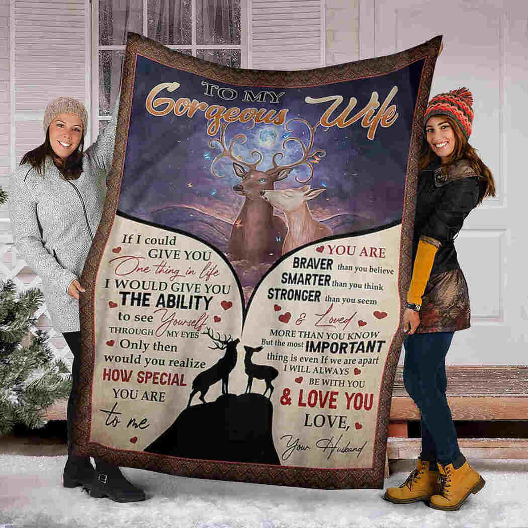 To My Wife How Special You Are To Me, Deer Couple Fleece Blanket Gift For Valentine’S Day To Wife Home Decor Bedding Couch Sofa Soft And Comfy Cozy