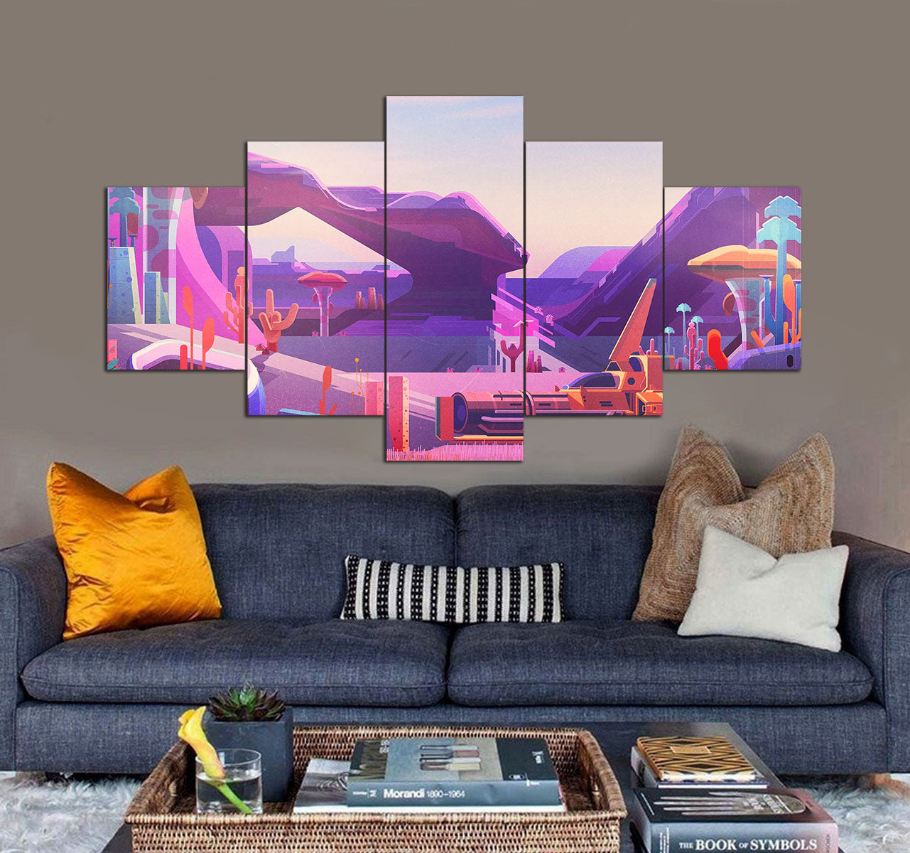 Sci-Fi Spacecraft Digital Art Abstract 3D 5 piece canvas art