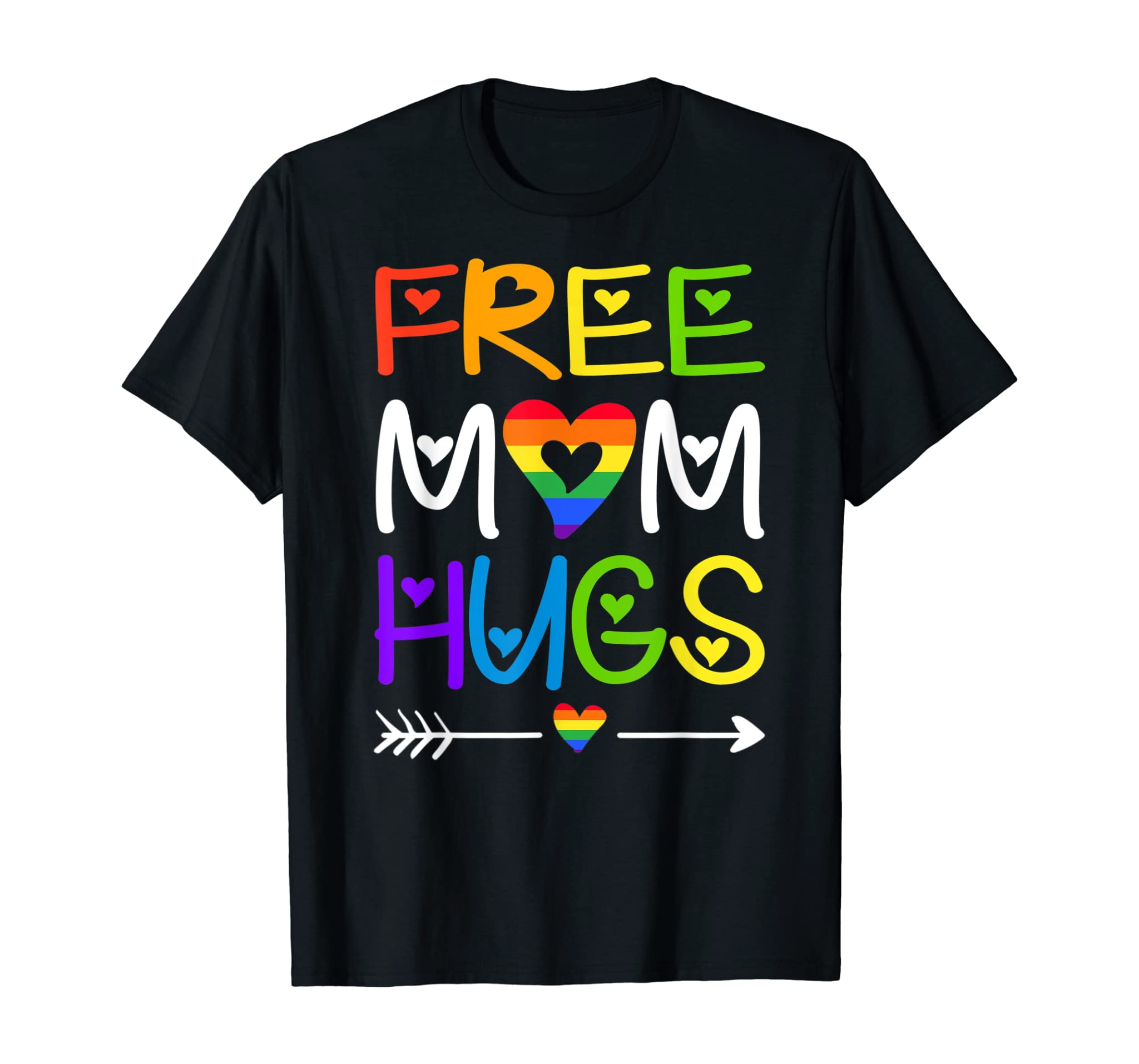 Free Mom Hugs Tshirt Rainbow Heart Lgbt Pride Month T-Shirt