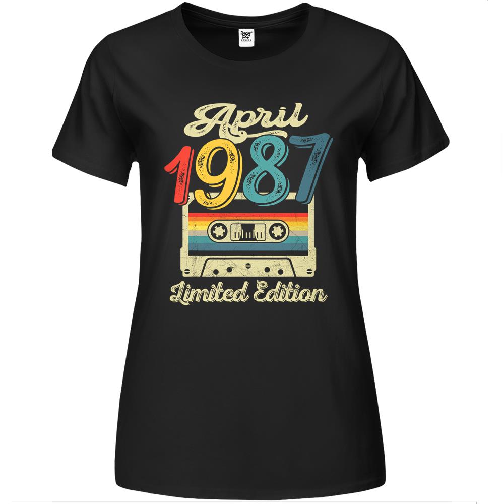 April 1987 Limited Edition Shirt Cassette Tape 34Th Birthday Premium Womens Tshirts