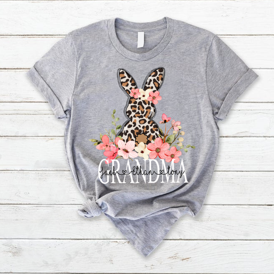 Personalized Bunny Flower Grandma Easter T-Shirt