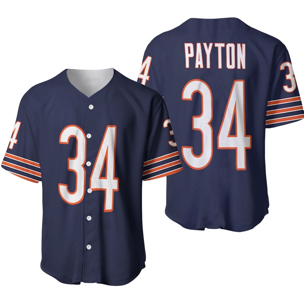 Chicago Bears Walter Payton #34 Great Player NFL American Football Team Legacy Vintage Navy 3D Designed Allover Gift For Bears Fans Baseball Jersey