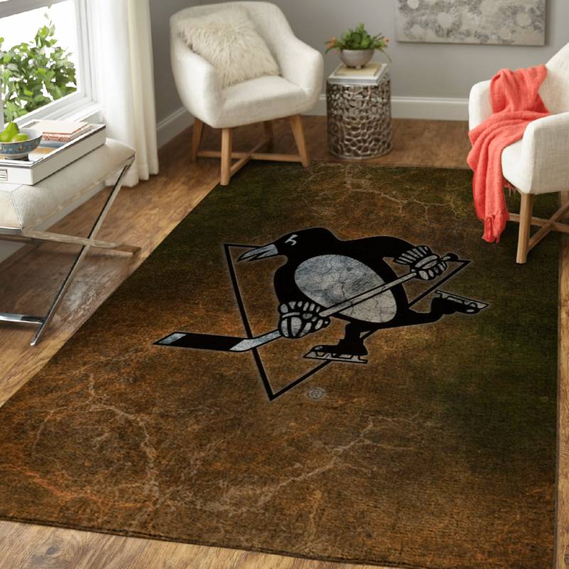 Rug Home Decor Pittsburgh Penguins Team – Sport Grunge Cracked