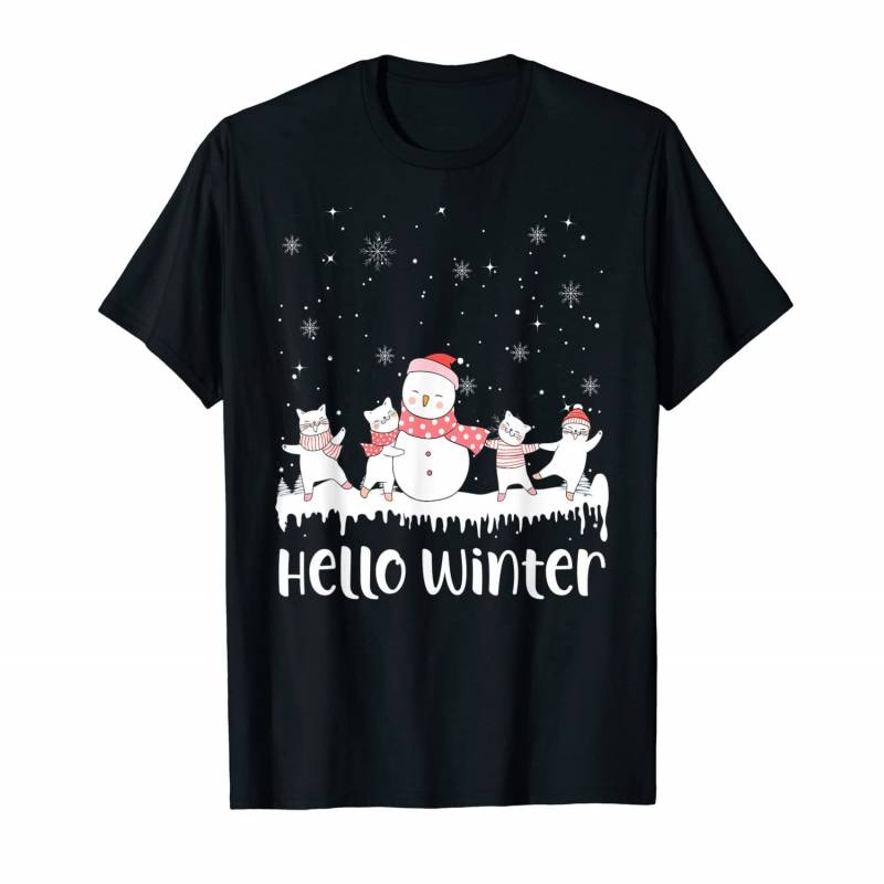 Christmas Kitten Outfits Cat Snowman Costume Snowflakes Kids T-shirt