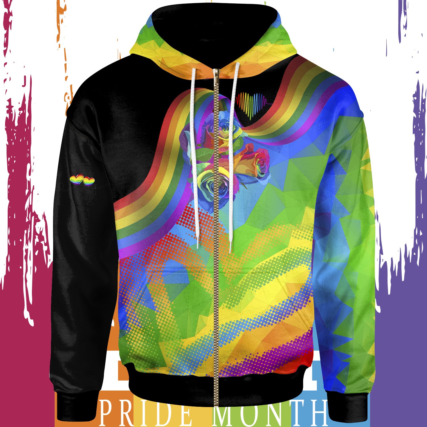 1sttheworld Zip Hoodie – Lesbian Gay Bisexual Transgender  (LGBT) – BN17