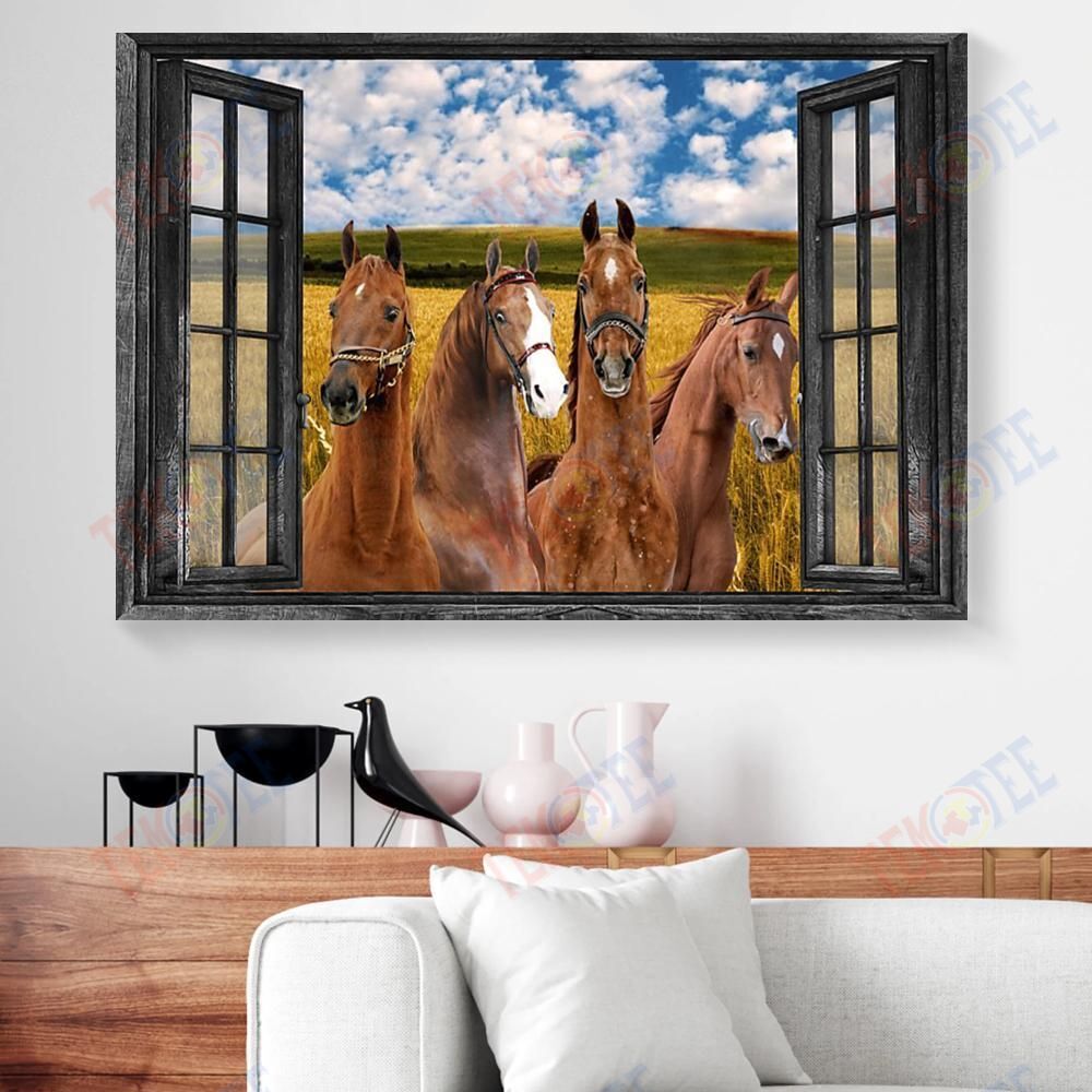 Canvas Prints American Saddlebred Window View Horizontal Canvas Wall Art Pretty Wall Art Home Decor