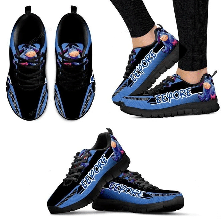 Eeyore Winnie The Pooh Ver5 Print Sneakers, Women’S Sneakers, Handmade Crafted Sneaker Black Shoes Birthday Gift Fashion Fly Sneakers