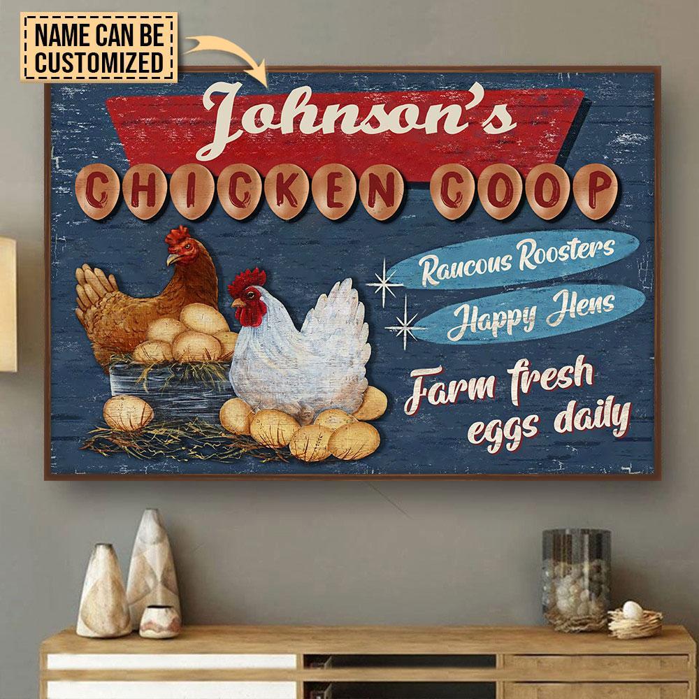 Aeticon Gifts Personalized Chicken Coop Happy Hens Canvas Mom Dad Gift Home Decor