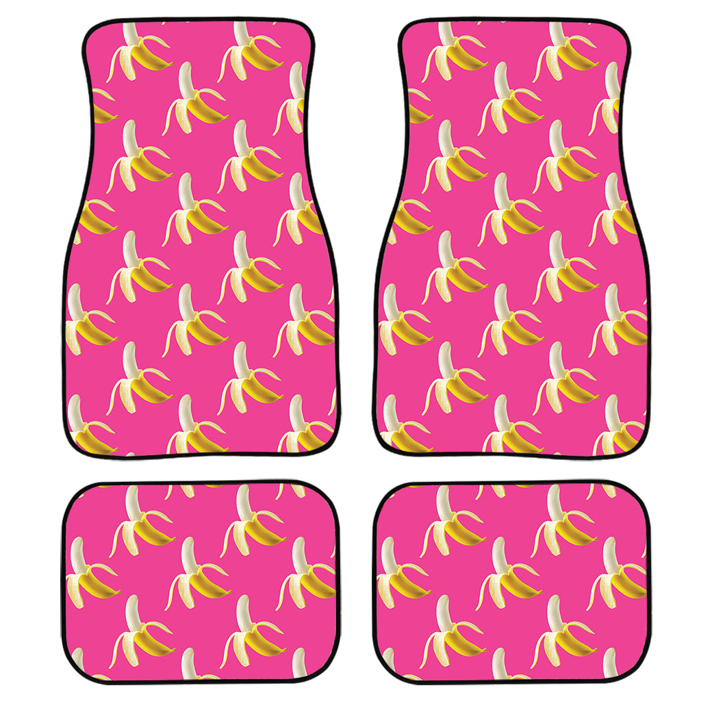 Pink Banana Pattern Print Front And Back Car Floor Mats, Front Car Mat