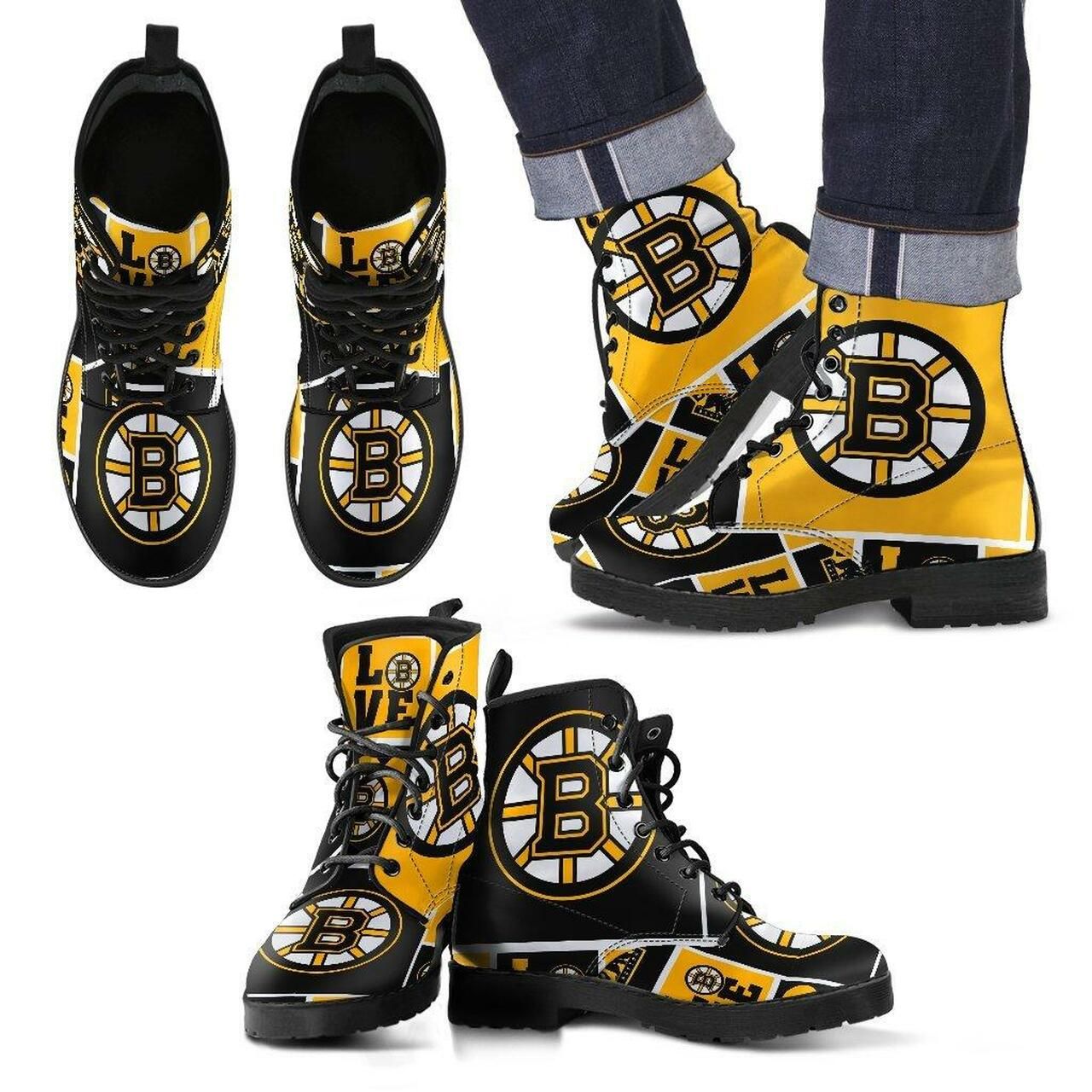 Boston Bruins Leather Boots Fashion Women Boots Shoes 1 Shoes5094