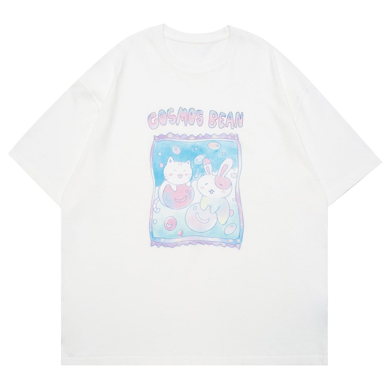 Cartoon Cat Rabbit Graphic Tee