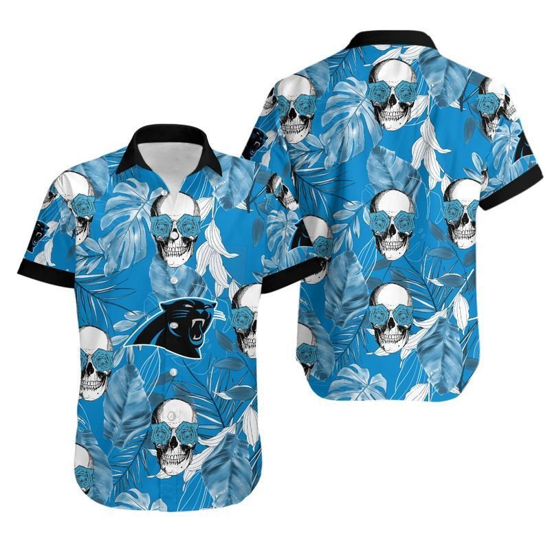 Carolina Panthers Coconut Leaves And Skulls Hawaii Shirt And Shorts Summer Collection H97