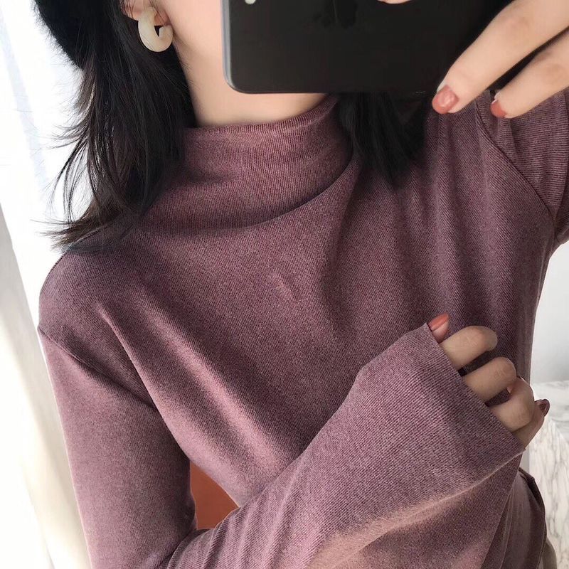 Women Warm Soft Pullover Mock Neck Sweaters Winter 2022 Elegant Elastic Women Shirts Oversized Korean Simple Basic Cheap Jumper alx