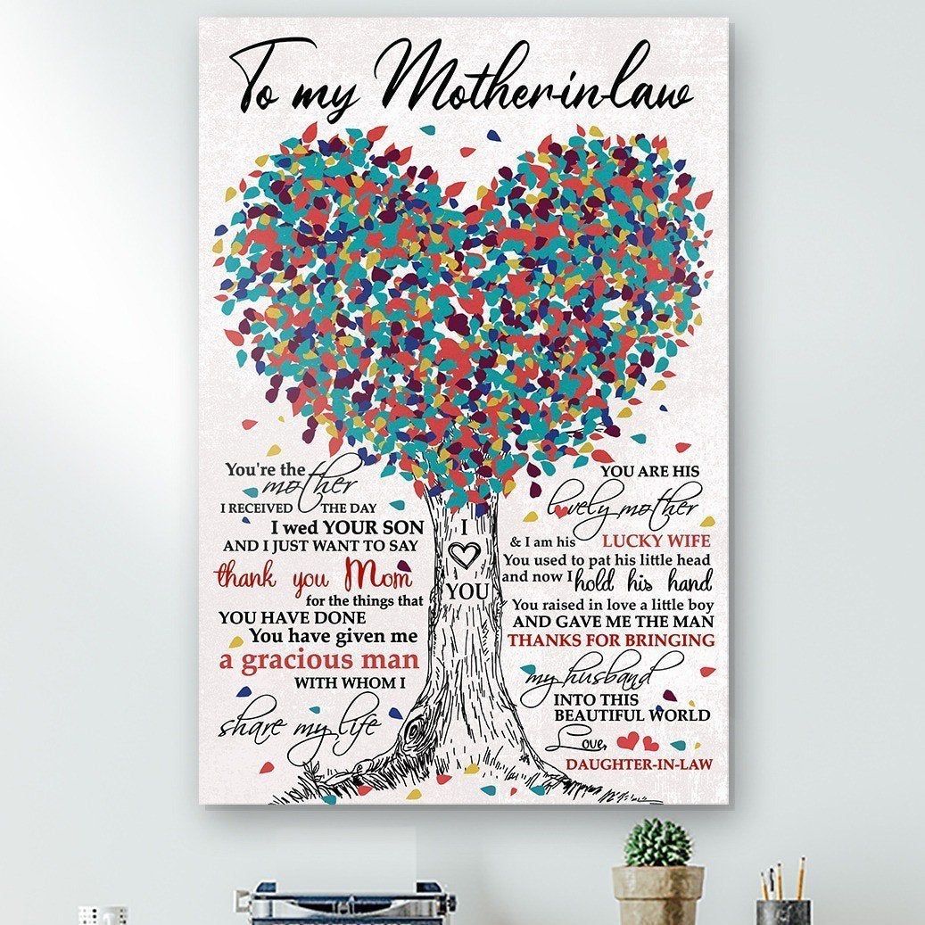 To My Mother In Law Heart Tree Poster Print Poster Wall Art Home Decor