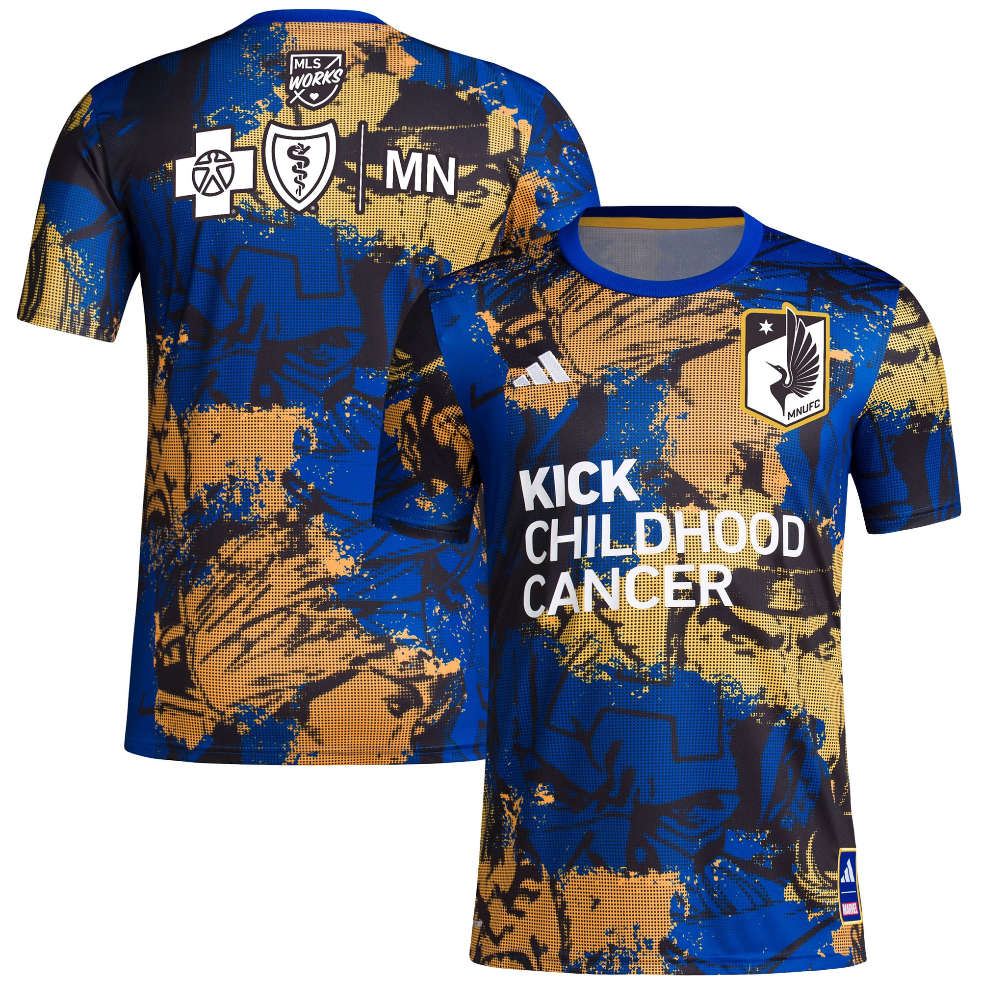 Minnesota United FC 2023 MLS Works Kick Childhood Cancer x Marvel Pre-Match Top – Royal