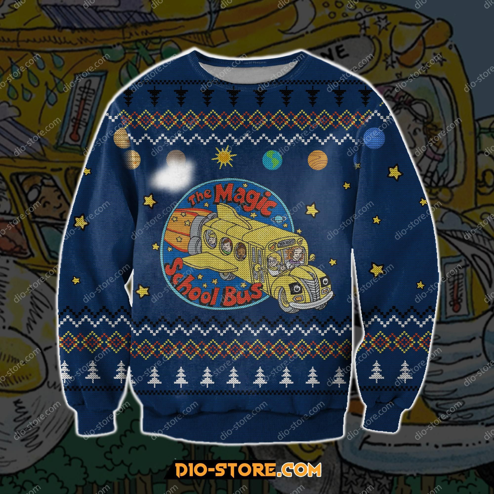 The Magic School Bus 3D Print Ugly Christmas Sweater 2021