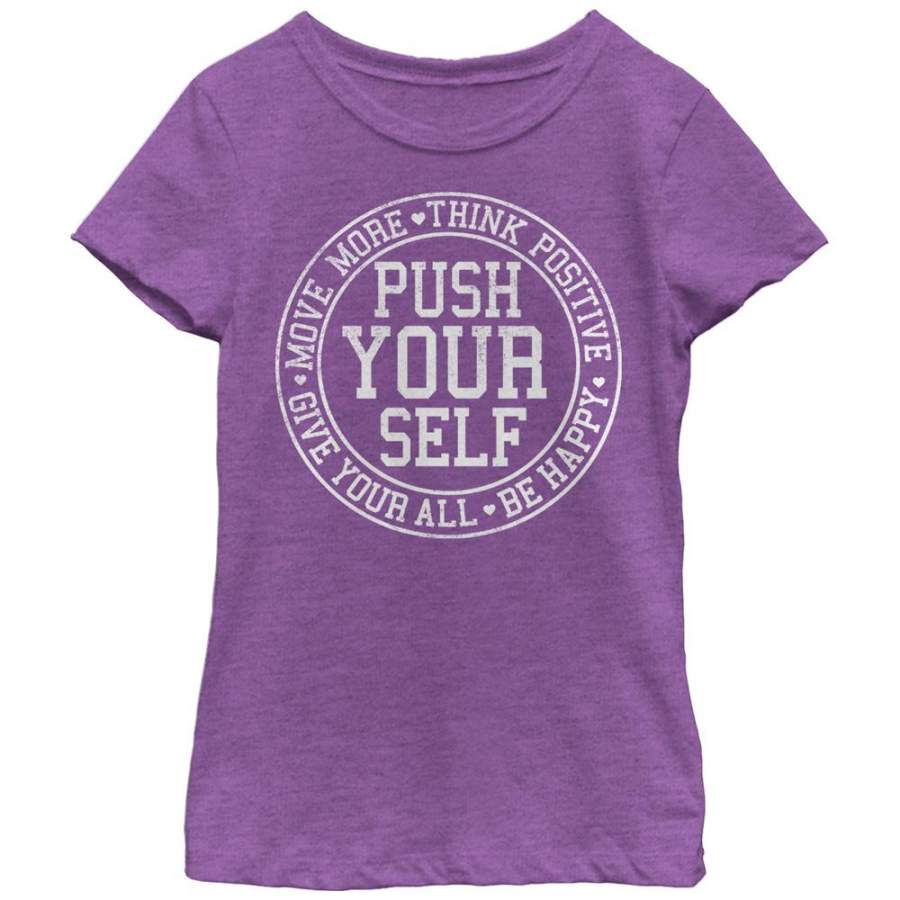 CHIN UP Girl’s Push Yourself  T Shirt Purple Berry