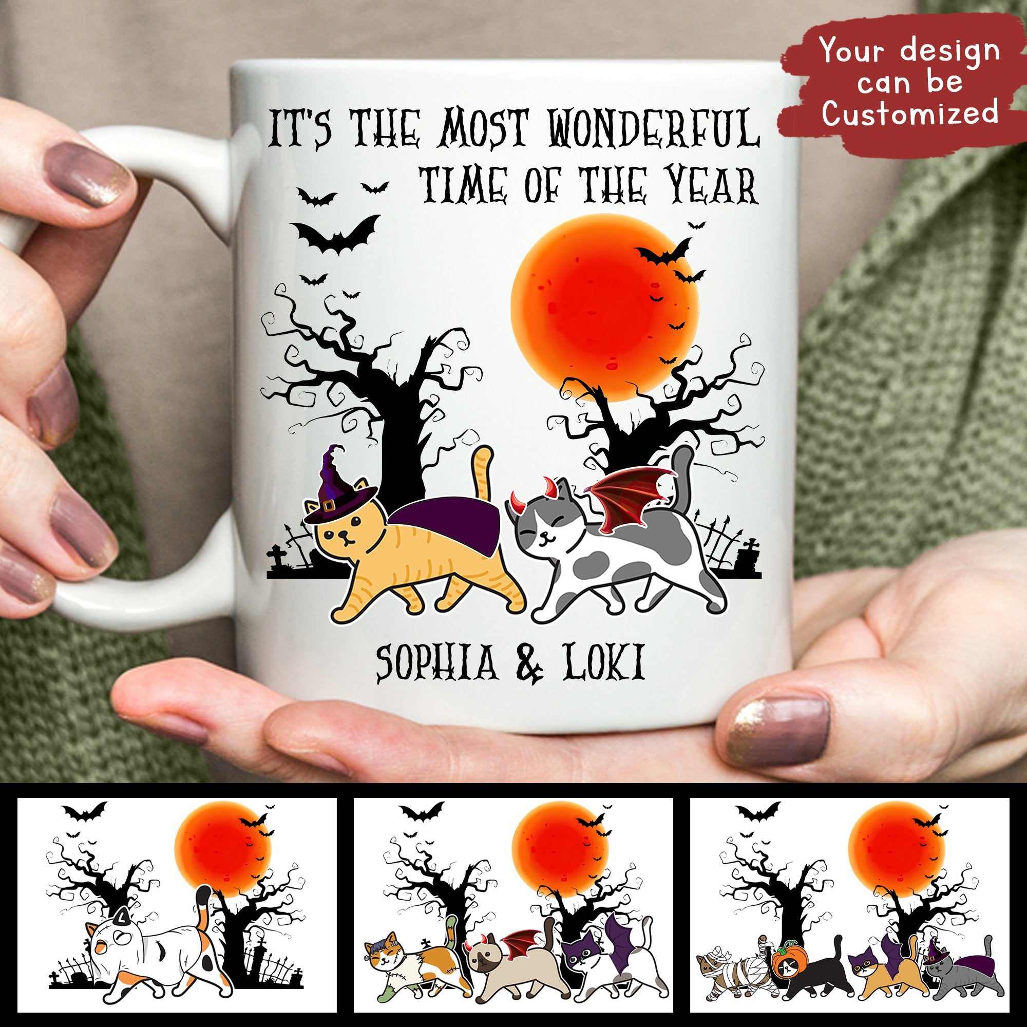 Customized White Mugs It’S The Most Wonderful Time Of The Year Cats Halloween Kitten Love Gift Idea For Cat Lovers Cat Mom Halloween Time