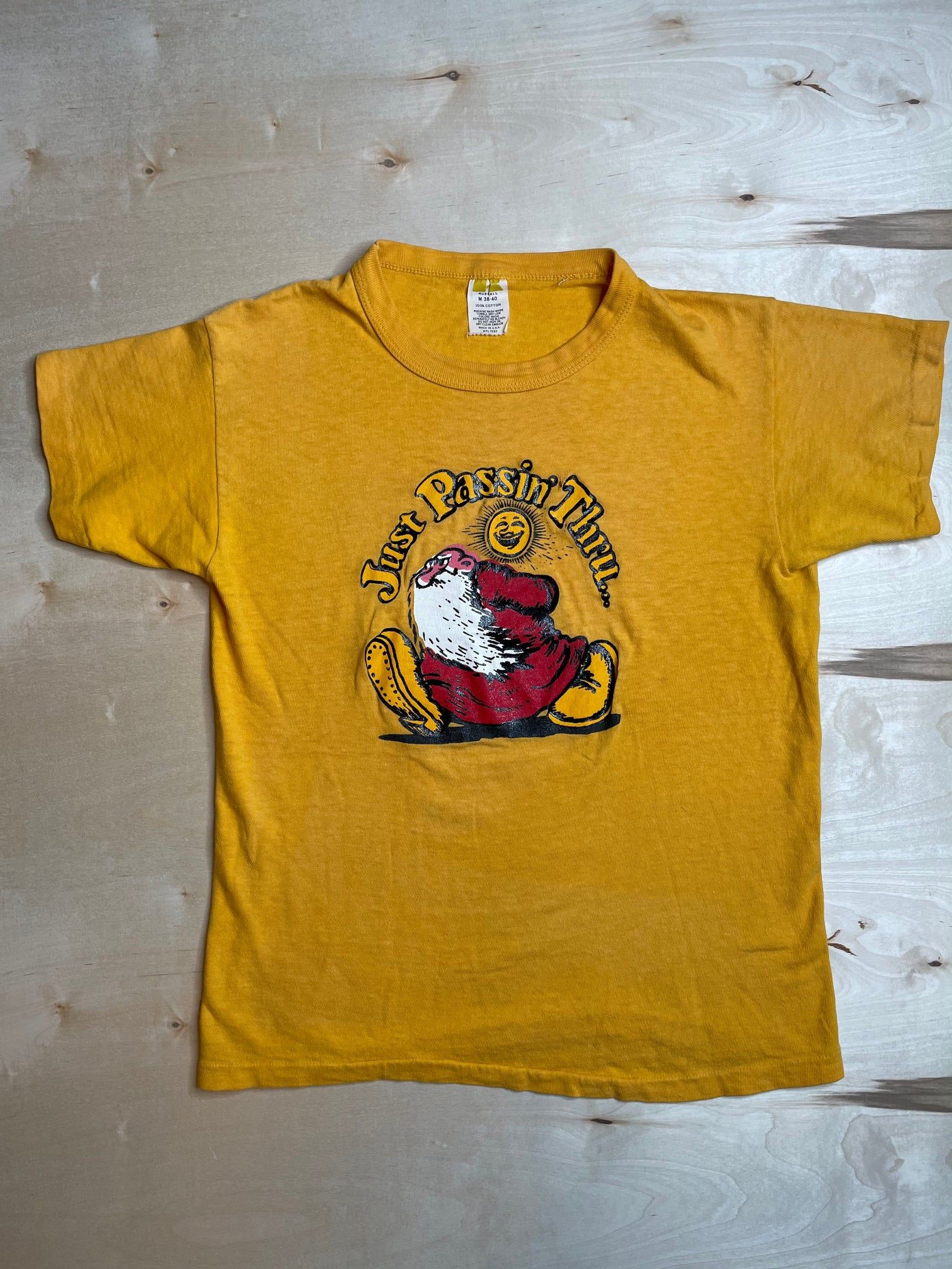 Robert Crumb Mr Natural Shirt Vtg 1960s Or 1970s Og Painted On Graphic On A Beautiful Yellow Russell T-Shirt