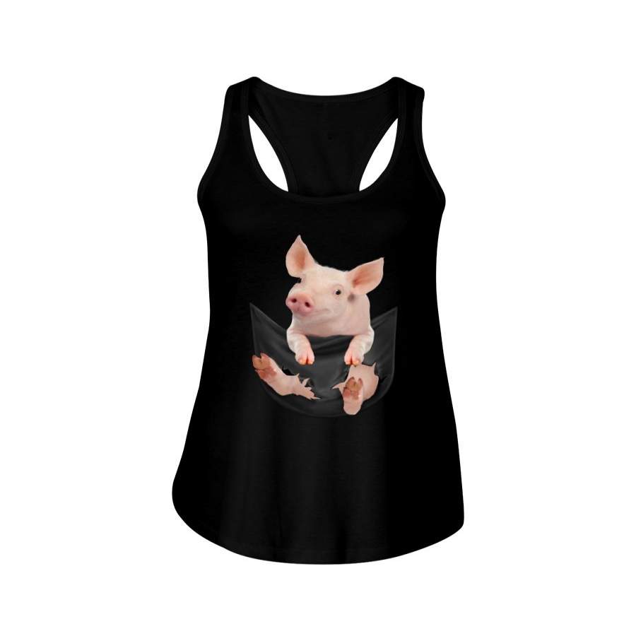 Pig In Pocket Gift For Animal Lovers Ladies Flowy Tank