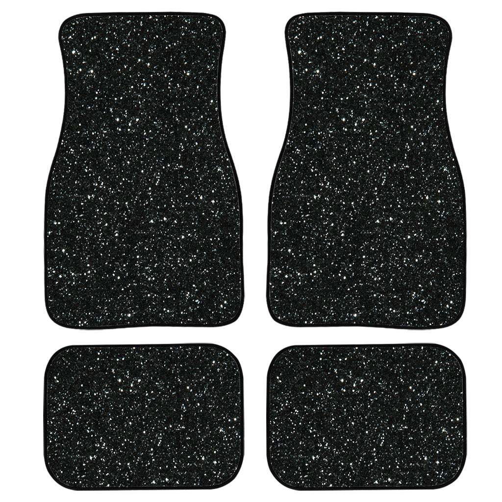 Black Glitter Texture Print Front And Back Car Floor Mats, Front Car Mat